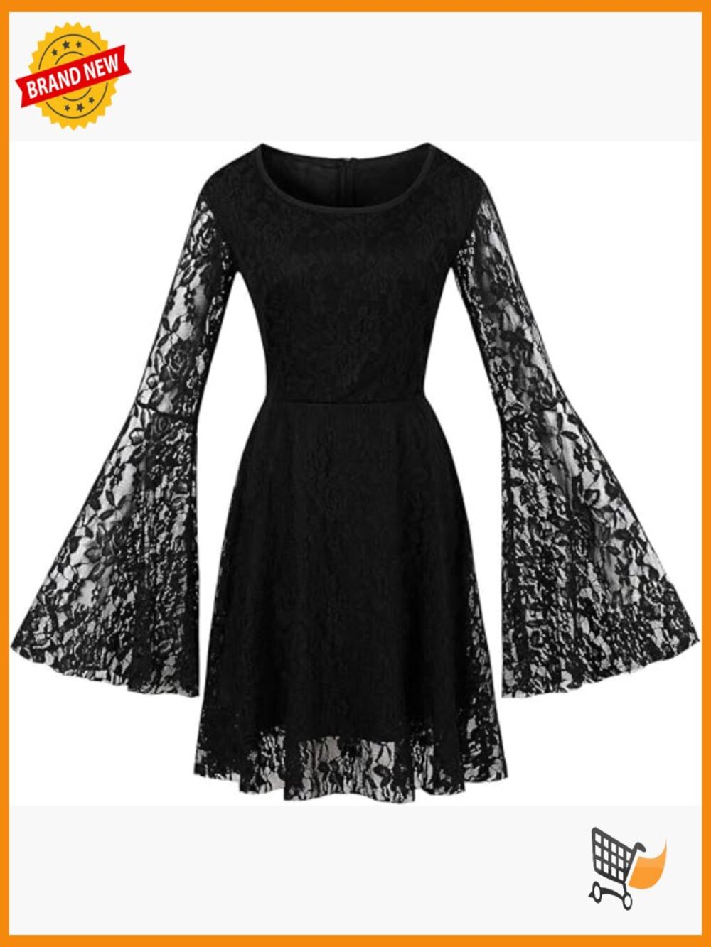 Flare Sleeve Lace Gothic 40s 50s Retro Vintage Fit & Flare Dress